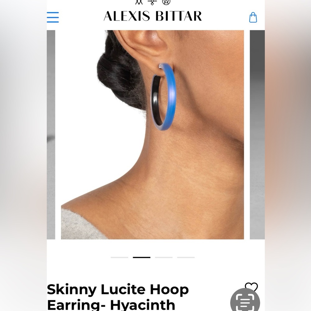 ALEXIS BITTAR 100% Authentic Cerulean Blue Lucite Hoop Earrings. NWOT - Picture 2 of 12